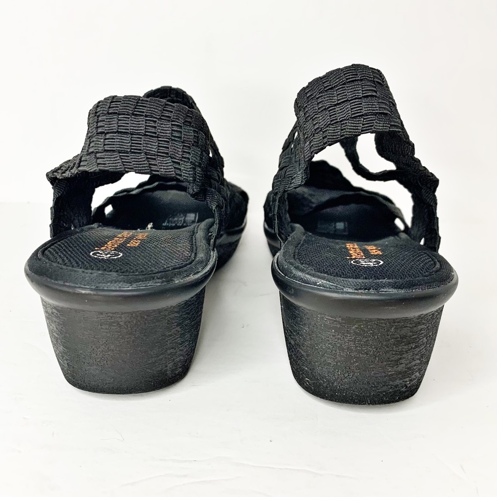 Bernie Mev Lihi Brighten Black Elastic‎ Basketweave Wedge Sandals  - Size US 9.5 - Picture 4 of 9